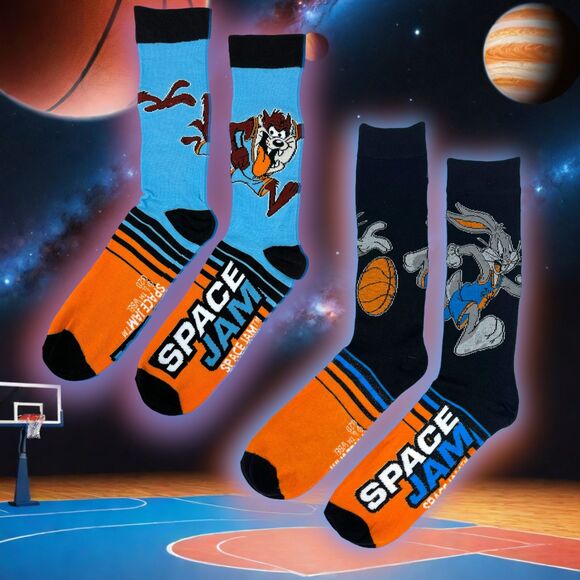 OFFICIAL Space Jam Crew Socks ADULT SHOE SIZE 6-12 Bugs Bunny & Taz Looney Tunes - Picture 4 of 15